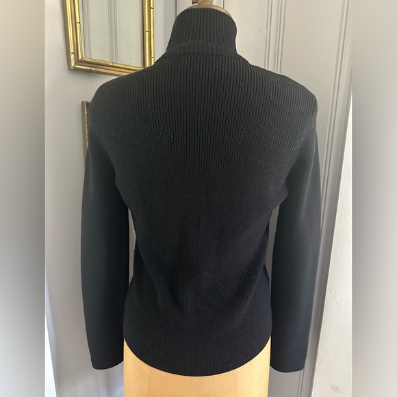 Moncler Women’s Black Woolmark Zip Up Sweater Jacket Cardigan Quilted Front Sz M - Picture 2 of 8